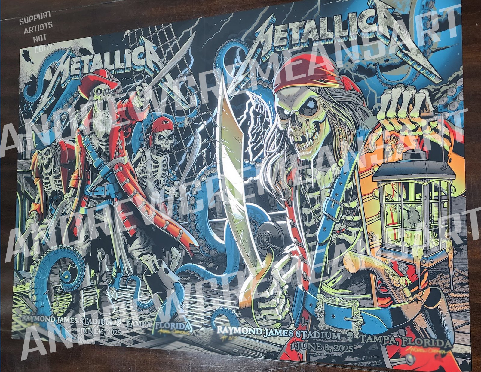 2p) FOIL SET - AP METALLICA M72 TAMPA BAY FOIL POSTERS - 2 NIGHTS