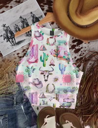 Western Print Tank White/ Colorful