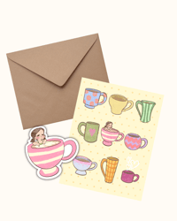 Image 1 of Mug Medley Postcard + Sticker Bundle 
