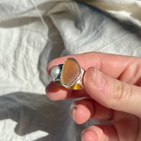 Image 1 of AMBER/PEARL ARMOUR RING (M)