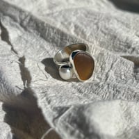 Image 5 of AMBER/PEARL ARMOUR RING (M)