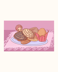 Image 3 of Peekaboo Concha Postcard + Sticker Bundle 