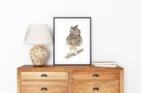 Image 2 of King - Original European Eagle Owl Colored Pencil Portrait