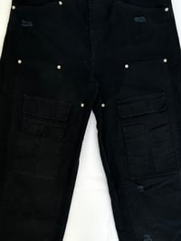 Image 1 of DOUBLE KNEE CARGOS (BLACK)