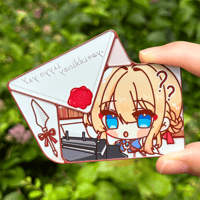 Image 1 of Violet Evergarden Embossed + UV oil Letter Badge 💌 (B-GRADE ONLY)
