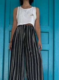 Image 1 of Bad Karma Cropped Tank Top: White - Black