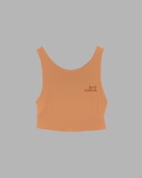 Image 2 of Bad Karma Cropped Tank Top: Peach - Brown