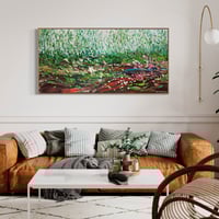 Image 7 of 'Lilies by the creek' - 155x77cm, Framed