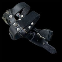 Image 2 of Distressed Scavenged Wire Strappy Leather Apocalypse Hand Gaurd Cuff Bracelet