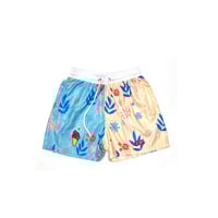 6'3" x Cream/Blue Flowers Swimsuits