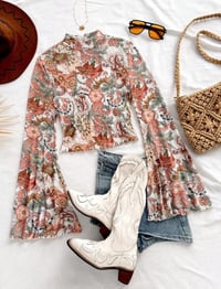 Image 1 of Sheer Bell Sleeve Tops