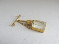 Image 8 of Vintage Austrian Miniature Scent Bottle with Chain & Bar Brooch, Floral Needlework Decor, Boxed 