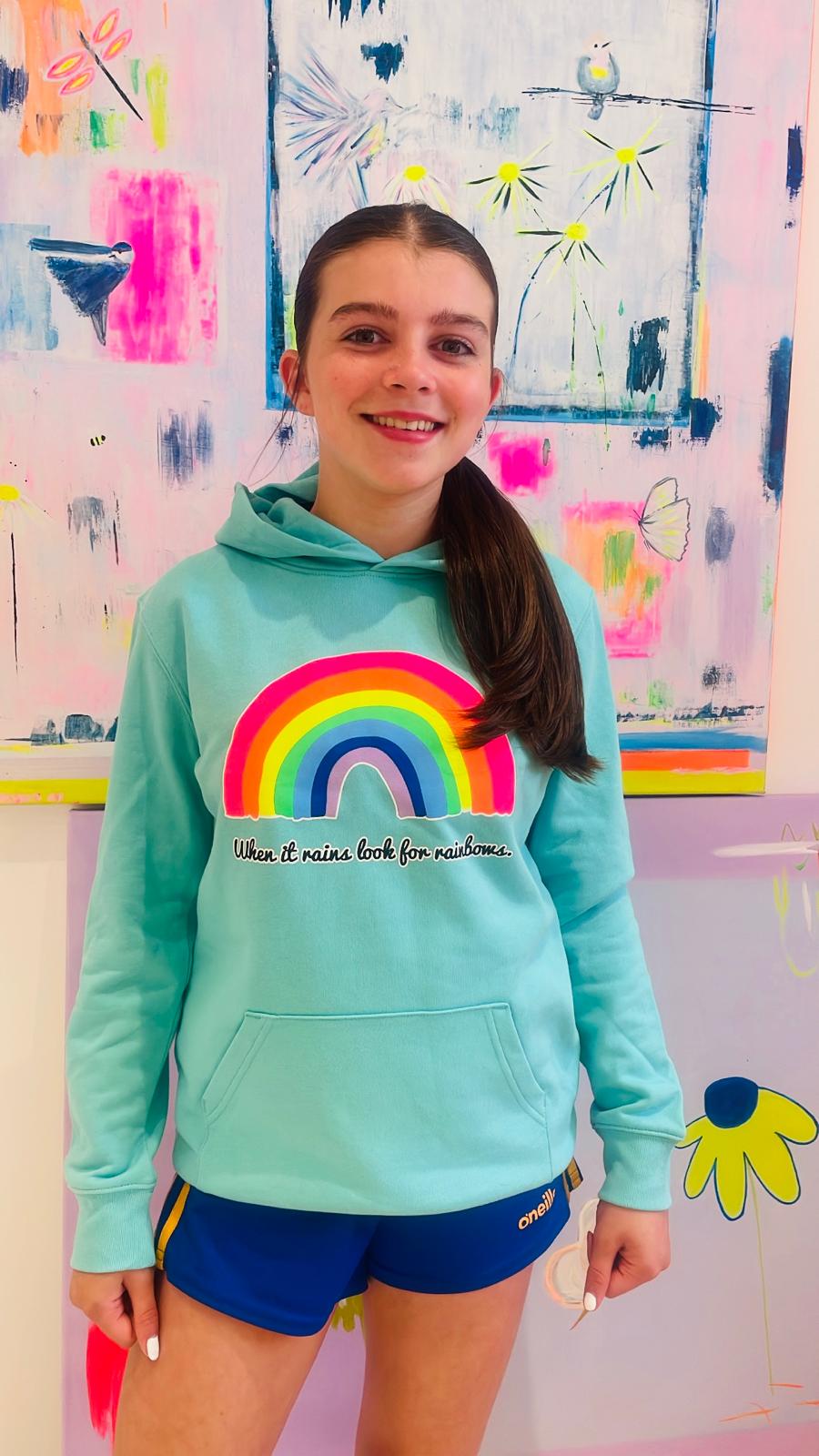 Image of Kids Pool Blue Rainbow Hoodie