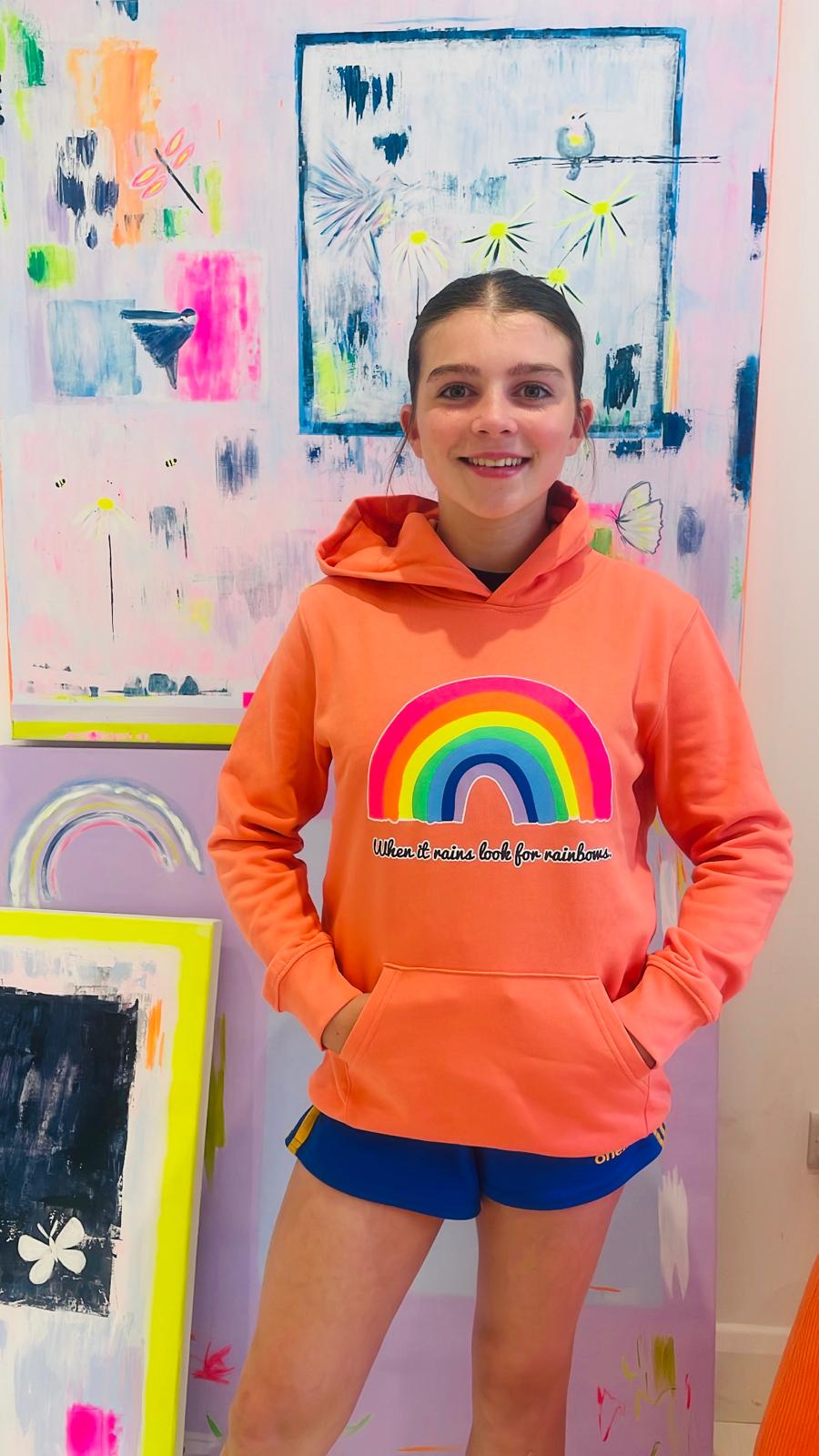 Image of Kids Orange Rainbow Hoodie