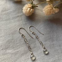 Image 2 of Natural Gray Moonstone Tiny Teardrop Sterling Silver Earrings