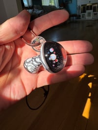 Image 1 of White and black opal cluster gazer mushroom Pendy