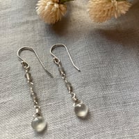 Image 3 of Natural Gray Moonstone Tiny Teardrop Sterling Silver Earrings
