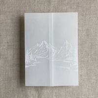 Image 8 of Mountain sketch printed vellum wrap for 5x7 cards PACK of 10