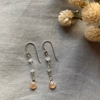 Image 3 of Natural Peach Moonstone Tiny Teardrop Sterling Silver Earrings