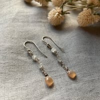 Image 1 of Natural Peach Moonstone Tiny Teardrop Sterling Silver Earrings