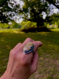 Image 1 of Rutilated Quartz Flower Statement Ring Sterling Silver