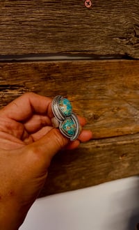 Image 2 of Pilot Mountain Turquoise Leaf Statement Ring Sterling Silver
