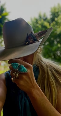 Image 2 of Kingman Red Web Turquoise Ring Sterling Silver .