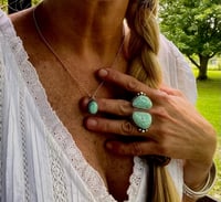 Image 2 of Blue Moon Turquoise Ring Two Stone Open Style