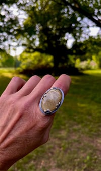Image 2 of Rutilated Quartz Flower Statement Ring Sterling Silver