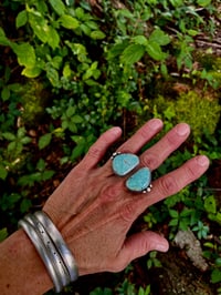 Image 3 of Blue Moon Turquoise Ring Two Stone Open Style