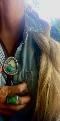 Image 3 of Filly Bolo - Bolo, Sterling Silver, Thunderbird Turquoise and Leather