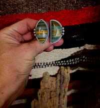 Image 4 of Gary Green Jasper Two Stone Open Style Ring Sterling Silver