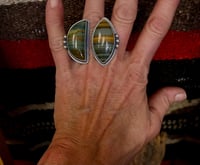 Image 5 of Gary Green Jasper Two Stone Open Style Ring Sterling Silver