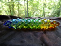 Image 1 of Hand made solid glass massage/acupressure tool-- Rainbow knobblies