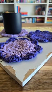 Image 1 of Grape crush crochet coaster set 