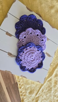 Image 2 of Grape crush crochet coaster set 