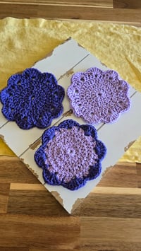 Image 4 of Grape crush crochet coaster set 