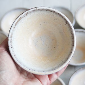 Image of Three Rustic Prep Bowls in Milk and Honey Glaze, Handcrafted Small Bowls, Made in the USA