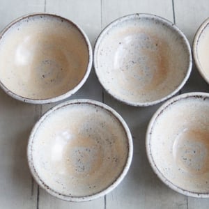 Image of Three Rustic Prep Bowls in Milk and Honey Glaze, Handcrafted Small Bowls, Made in the USA
