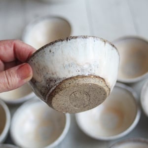 Image of Three Rustic Prep Bowls in Milk and Honey Glaze, Handcrafted Small Bowls, Made in the USA