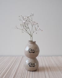 Image 1 of Double stacked mini vase with twin dogs 