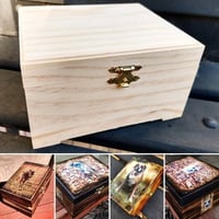 Image 1 of Wood burned Flamed Photo Box Custom