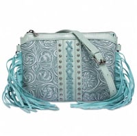 Image 1 of Paisley Vegan Leather Purse with Fringe