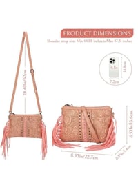 Image 4 of Paisley Vegan Leather Purse with Fringe