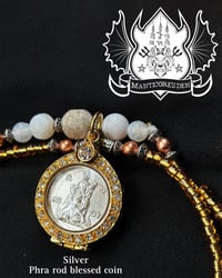 Silver Phra Rod Blessed Coin Necklace – Hand Beaded by Gary Noriyuki