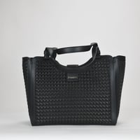 Image 2 of Donna Karan Valley Stream Woven Buckle Small Tote - Black/Gold