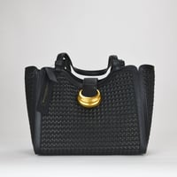 Image 1 of Donna Karan Valley Stream Woven Buckle Small Tote - Black/Gold