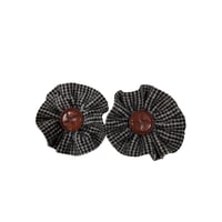 Image 1 of Black and Gray Felt Rustic Flower (Set of two)