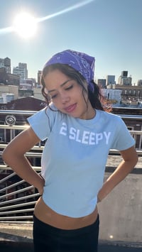 Image 1 of 2 Sleepy Tee Baby Blue & White Flock 🩵