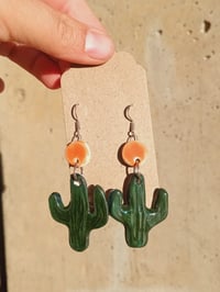 Image 1 of Saguaro Cactus and Sun Earrings 